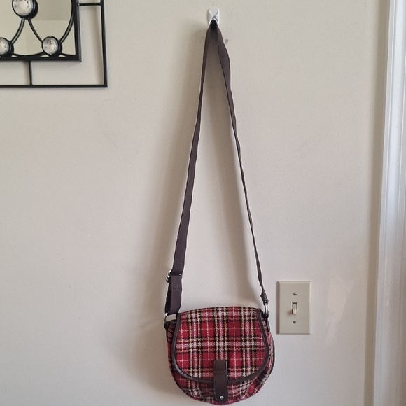 G.H. Bass & Co. Heritage Collection Plaid Crossbody Saddle Bag - Red Tartan - Picture 2 of 11